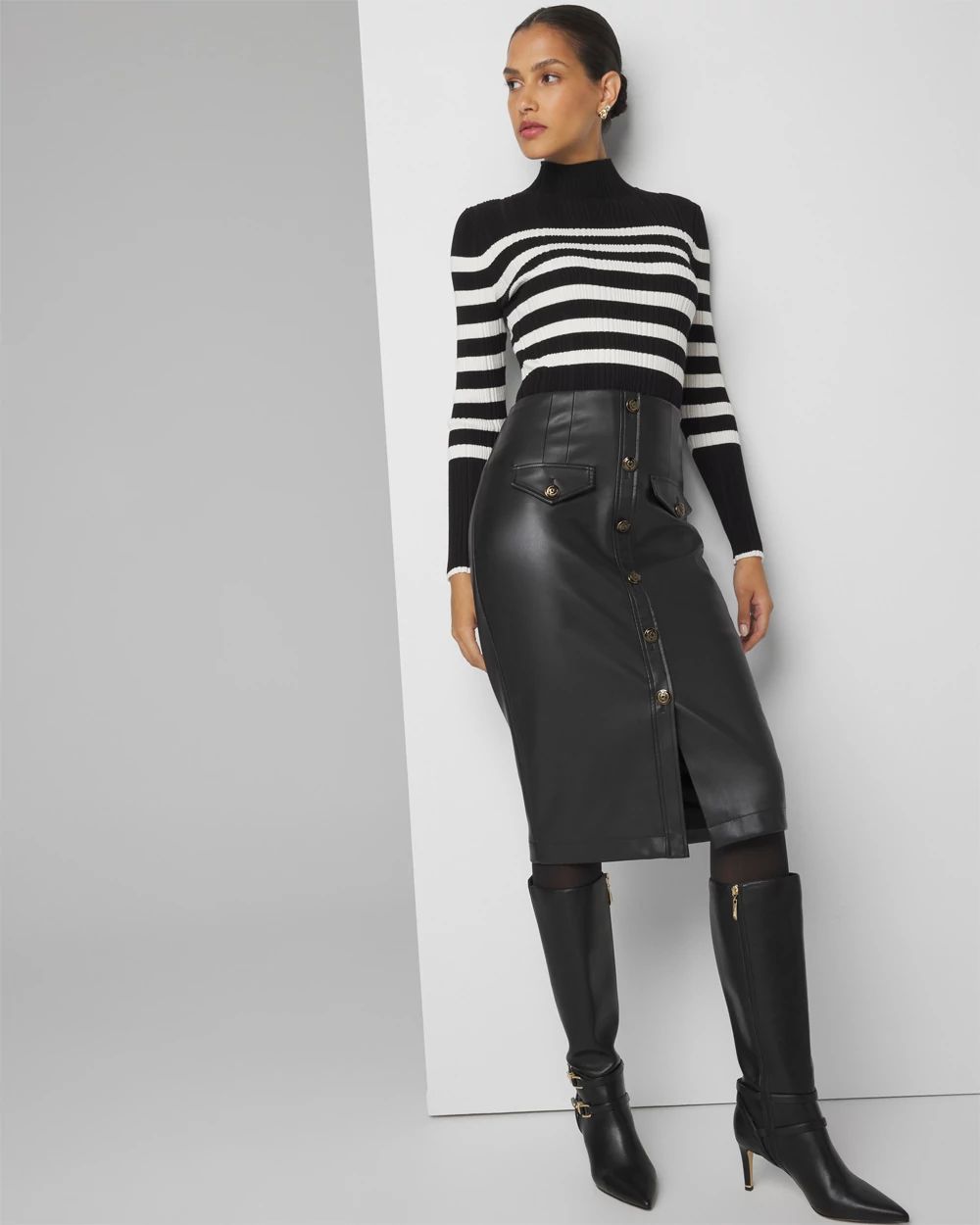 Petite Faux Leather Skirt White House Black Market